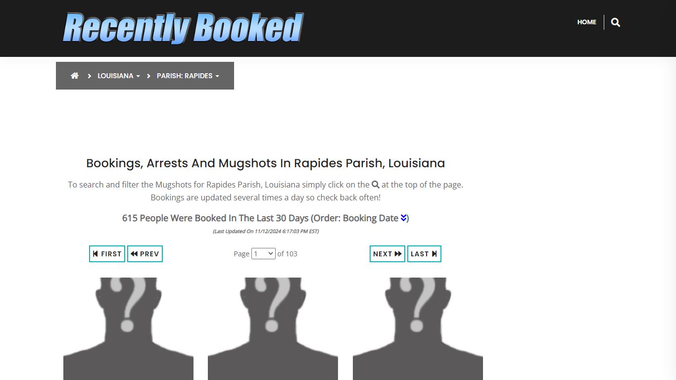 Bookings, Arrests and Mugshots in Rapides Parish, Louisiana