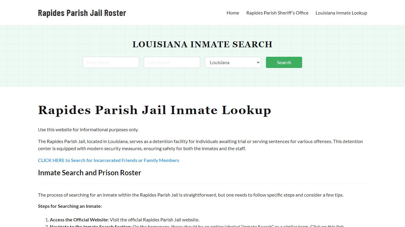 Rapides Parish Jail Roster Lookup, LA, Inmate Search