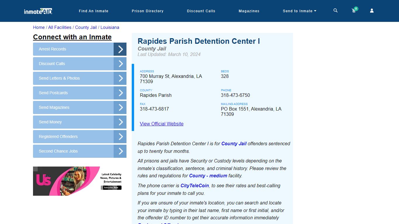 Rapides Parish Detention Center I - Inmate Locator