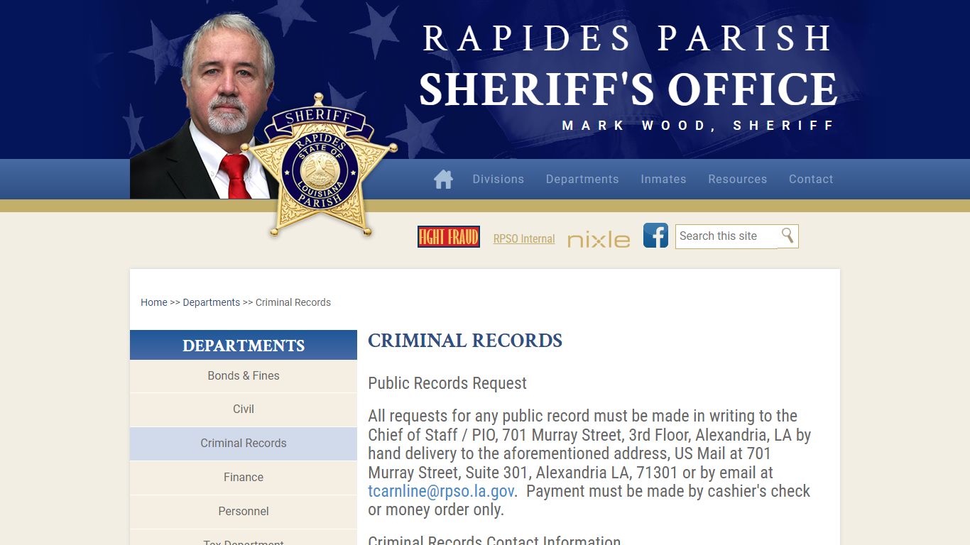 Criminal Records | Rapides Parish Sheriff's Office